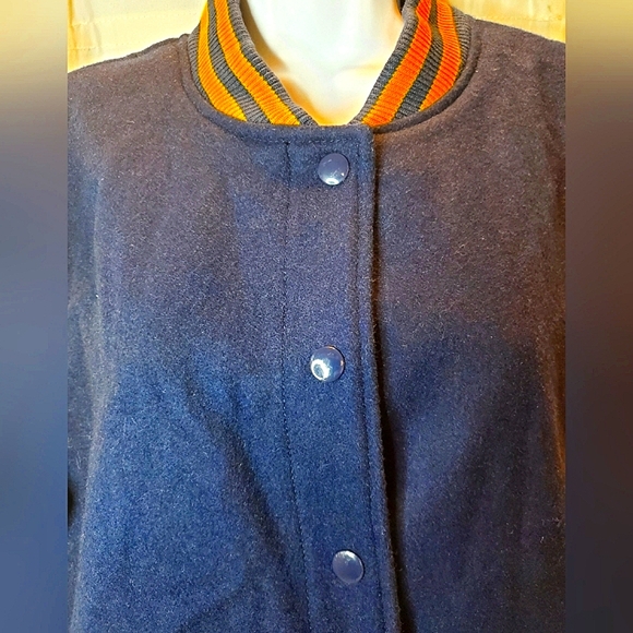 MOSSIMO XXL LETTERMAN JACKET 💛💙 Vintage Varsity Vibes  Wool Bomber Coat - Picture 8 of 16